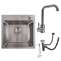 Комплект: Кухонна мийка VALESO Handmade 45*45 + Змішувач NS02A