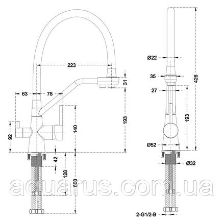 Змішувач для кухні Mixxus Premium SENNA 021 GRAPHITE з виходом для питної води (MI6827), фото 2