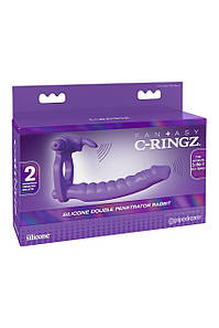 Насадка на член для подвійного проникнення з вібрацією Pipedream, фіолетова, 19.5 х 2.7 см