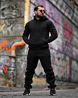 Зимний мужской спортивный костюм на флисе Total black, Мужской зимний спортивный костюм