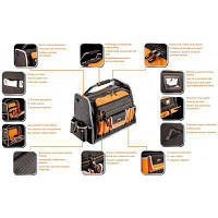 Сумка для інструментів кофр 44 кишені ергономічна для організації робочого простору з поліестеру 600 D