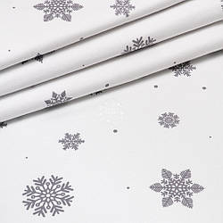 Фланель "Сніжинки рідкі сірі на білому", ширина 240 см