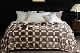 Полуторний плед (Фліс) "Стрижений" | 150х200 см | Коричневий