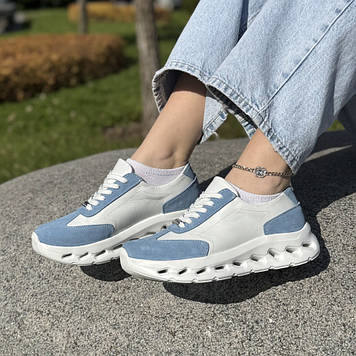 Кросівки жіночі на шнурівці. Колір блакитний, білий. 39 розмір