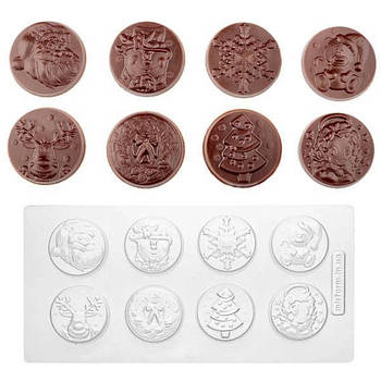 Молд для шоколаду (щільний пластик) Новорічні медіанти