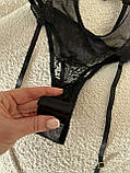Мереживний комплект білизни Боді на кісточках з підв'язками Чорний.  Еротична білизна, фото 9