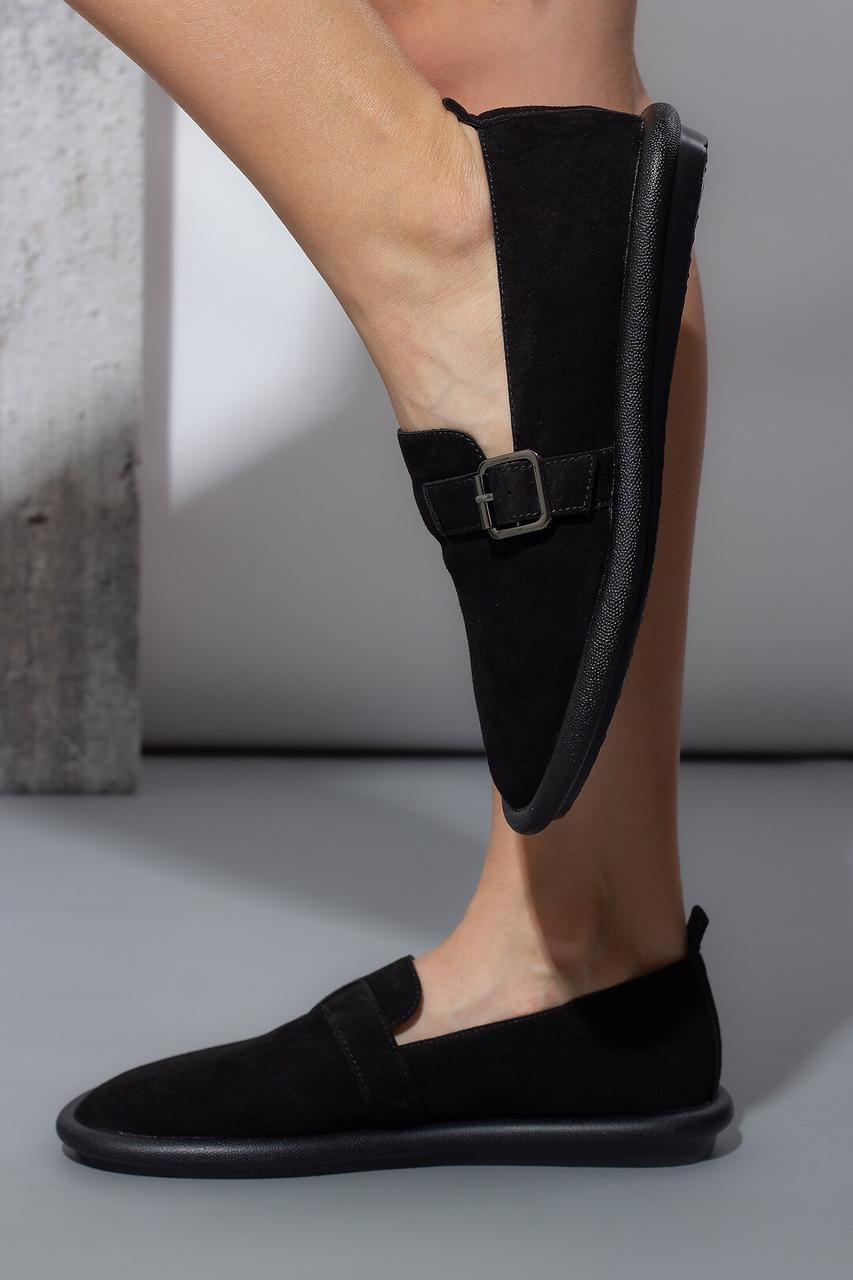 Жіночі лофери натуральна замша MD чорні (F6536-7), фото 1