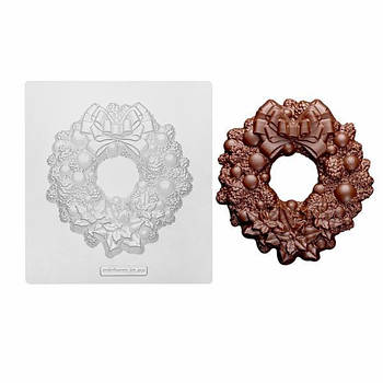 Молд для шоколаду (щільний пластик) Вінок різдвяний 14 см