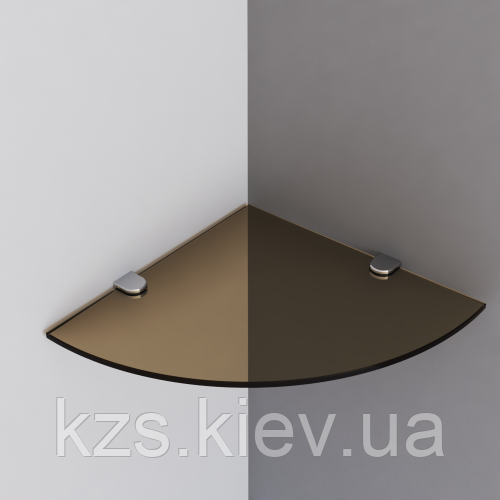 Полиця радіусна зі скла Бронза 6 мм. 300х300 мм, фото 1