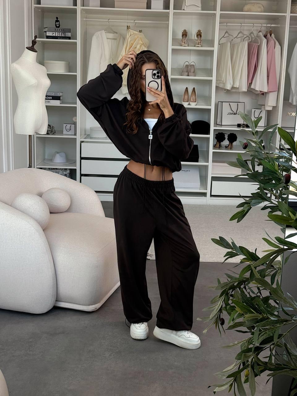 Жіночий костюм: (кофта+палаццо) чорного кольору, фото 1