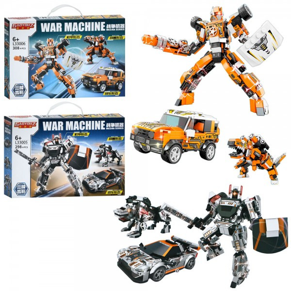 Конструктор L33005-6 (40шт) 3в1(робот, машина, монстр), 2 види(298дет, 308дет), в кор-ці, 34,5-24-5см, фото 1