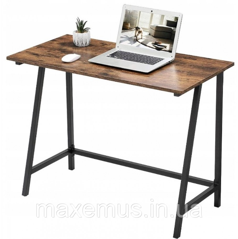 Письмовий стіл металевий з дерев’яною стільницею лофт 100 см Bonro 2 6 7, фото 1