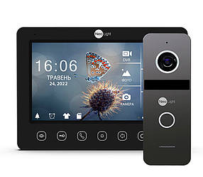 Комплект відеодомофону NeoLight Kappa+ HD WF Black 7 дюймів та панелі виклику NeoLight Solo Graphite