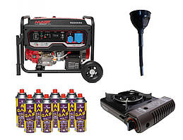 Бензиновий генератор MAST GROUP RD9500E + газова плитка Orcamp CK-506 + електричний обігрівач GEKO 80405