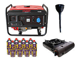 Бензиновий генератор MAST GROUP Т3500 + газова плитка Orcamp CK-505 + електричний обігрівач Gardyer HE2000
