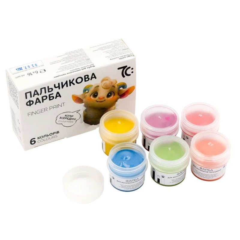 Дитячий набір пальчикових фарб 7C40601, 6 кольорів, фото 1