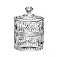 Цукерниця скляна дворівнева Ø 10 см кругла HP-YH-71