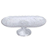 Фруктовниця скляна на ніжці 33.5х15х10 см овальна ваза для фруктів HP-YH-82