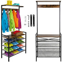 Підлогова полиця з вішалкою Ruhhy 26823, металева, на 4 полиці