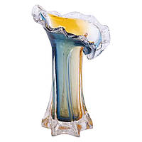 Декоративна скляна ваза для квітів 24.5 см стильна ваза Жовто-синя HP-9-5