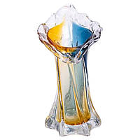 Декоративна скляна ваза для квітів 22 см фігурна ваза 200 мл Жовто-синя HP-9-6