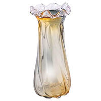 Ваза декоративна 30 см для квітів скляна фігурна ваза з кольорового скла 1.8 л Жовто-сіра HP-9-10
