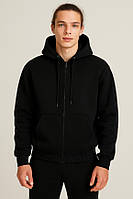 Чоловічий костюм на флісі білий / чорний | Трьохнитка, стильний спортивний костюм із капюшоном