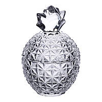 Цукерниця з кришкою Ø9 см ваза цукерниця кругла скляна прозора ананас HP-4-112