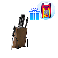 Набір із 5-ти ножів на підставці Prime Chef Krauff + ПОДАРУНОК: Набір кухонних дошок 3шт.