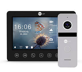 Комплект відеодомофону NeoLight Kappa+ HD WF Black 7 дюймів та панелі виклику NeoLight Solo Silver