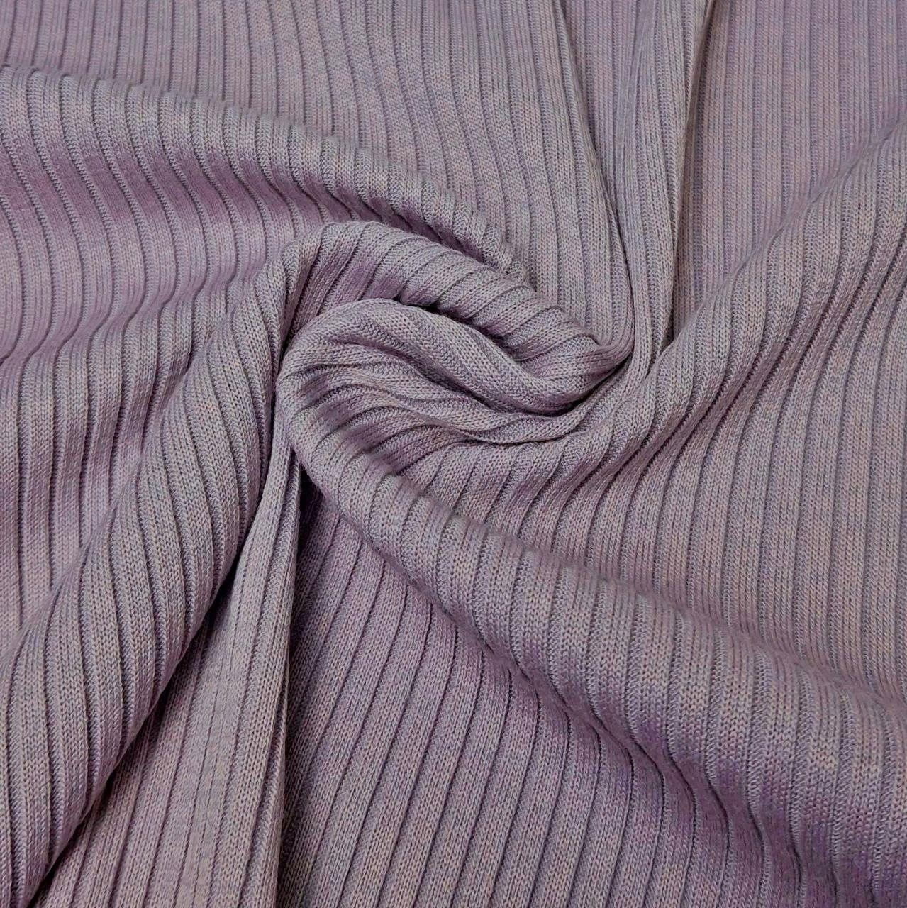 Тканина трикотаж рубчик мустанг колір сіро-бузковий, фото 1