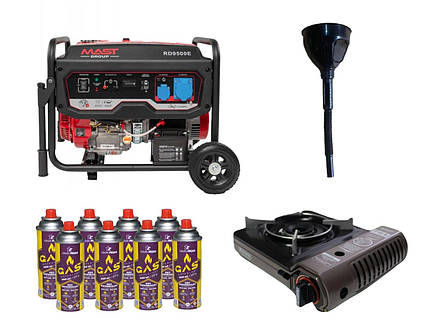 Бензиновий генератор MAST GROUP RD9500E + газова плитка Orcamp CK-506 + електричний обігрівач GEKO 80405, фото 1
