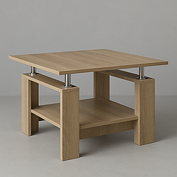 Стіл журнальний квадратний СЖ-2, ЛДСП дуб сонома, полиця для зберігання