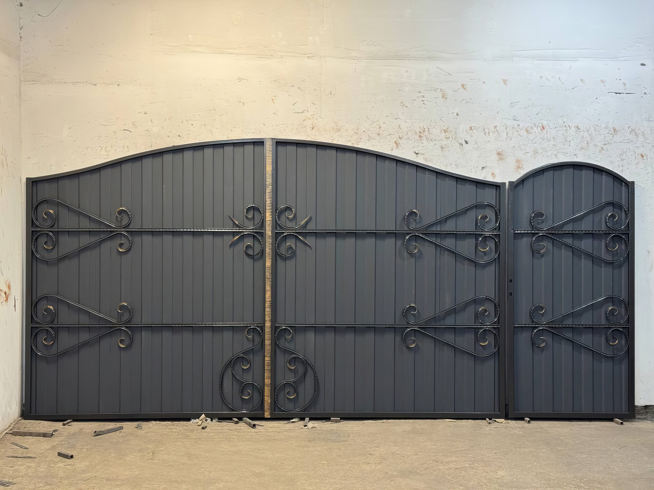 Ковані ворота з профнастилом під замовлення, фото 1