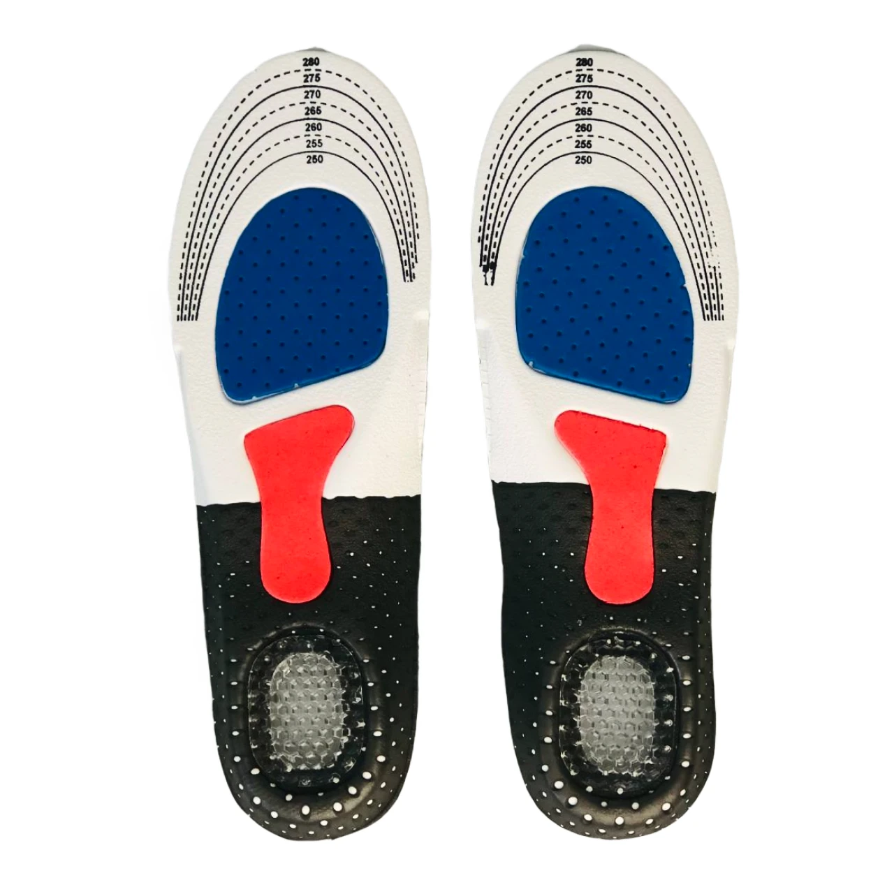 Універсальні ортопедичні устілки з супінатором і силіконовою п’ятою, розмір 40–46