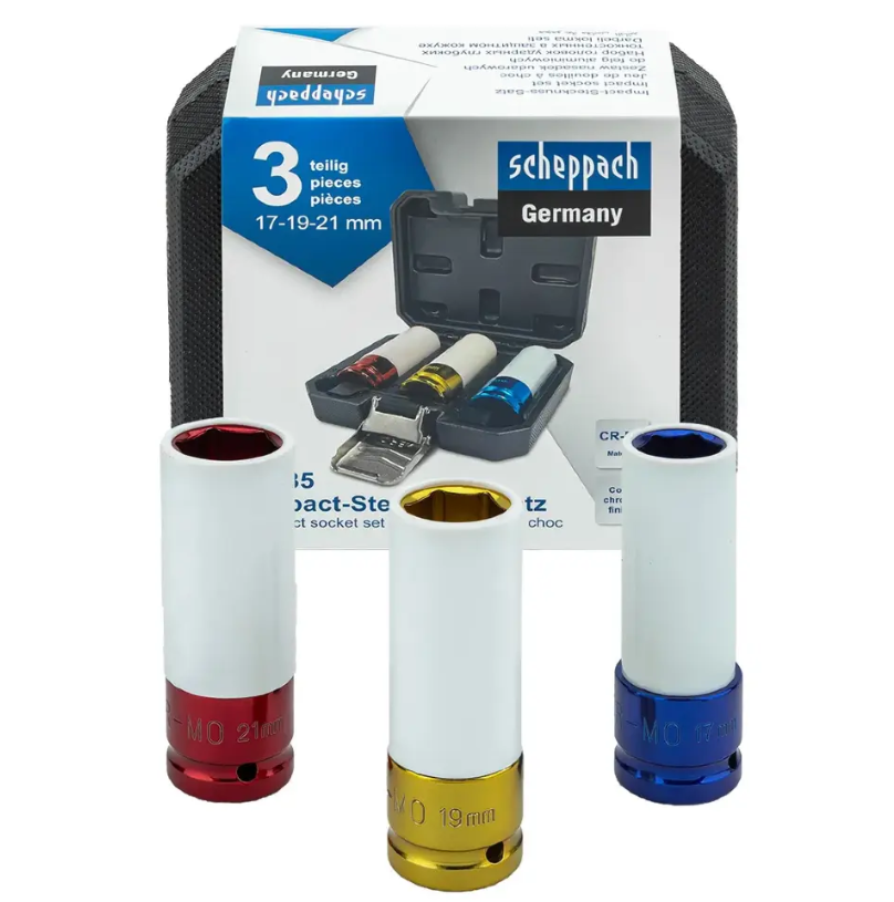 Набір головок глибоких ударних тонкостінних 1/2" 3 предмета (6-гр.) Scheppach SCH-4035, фото 1