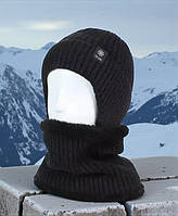 Шапка з хомутом для чоловіків на хутрі One Size, чоловічий набір шапка зі снудом повсякденне носіння Чорний