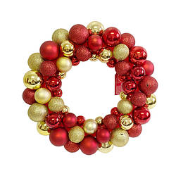 Декоративний різдвяний вінок новорічний, 35 см з кульками, NR-0037