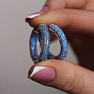 Сережки-конго широкі з розсипом фіанітів Біллі (ф.2,3 см), фото 6