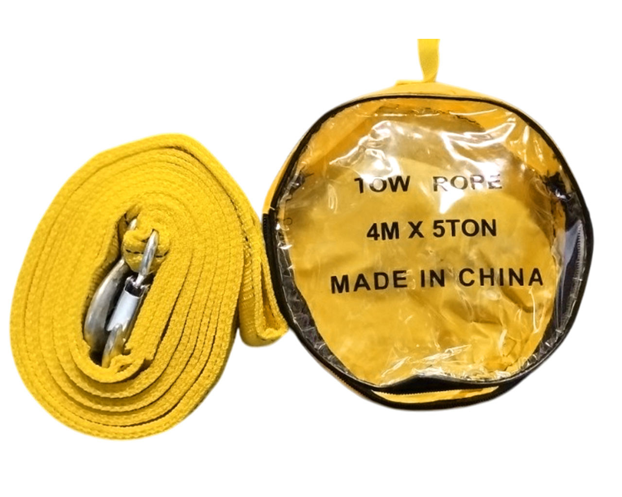 Трос буксирувальна стрічка 6т 4м 50мм жовтий 2 гаки блістер