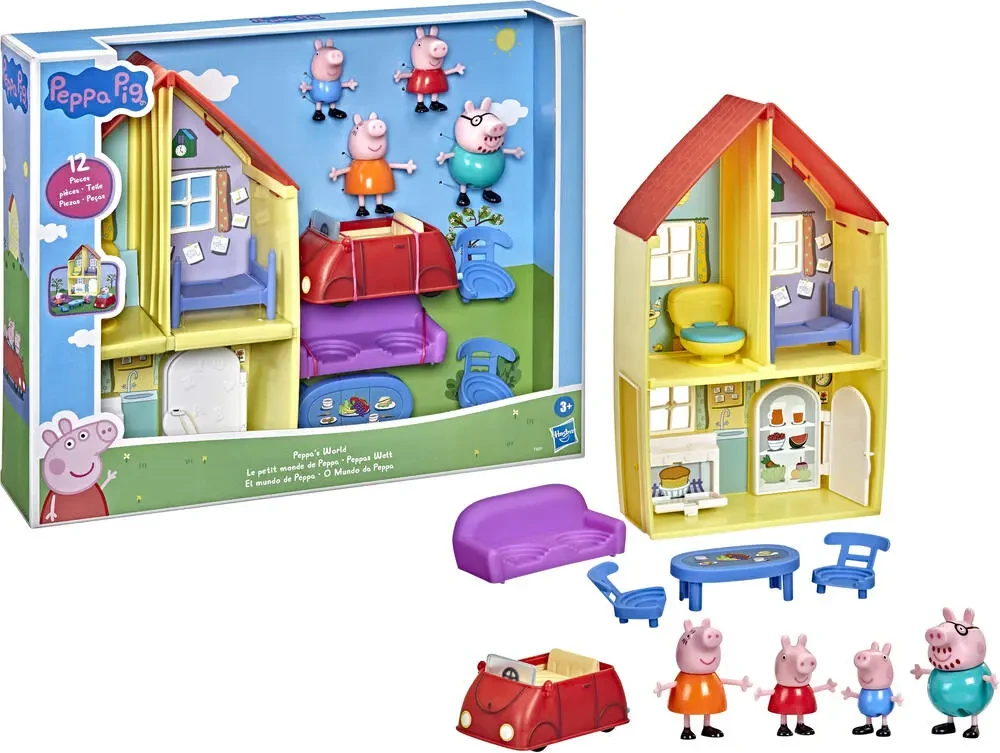 Peppa Pig Будинок Свинки Пеппи з меблями, сім'єю та автомобілем F3659, фото 1