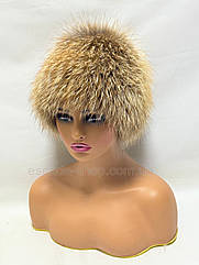 Жіноча зимова шапка з хутра чорнобурки "Кубанка". Золота