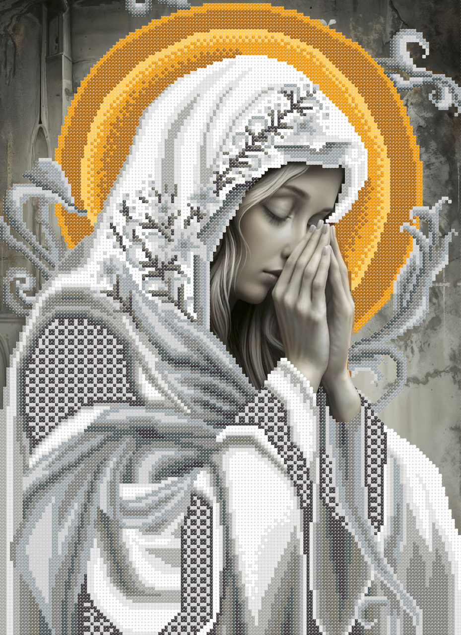 Схема для вишивки бісером ,, Молитва сірий Золотий Німб,,, фото 1