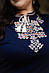 Жіночий джемпер вишиванка Темно-синій Писанка, фото 3