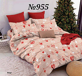 Пакистанська бязь GOLD, новорічні сердечка, Різдво, Новий рік