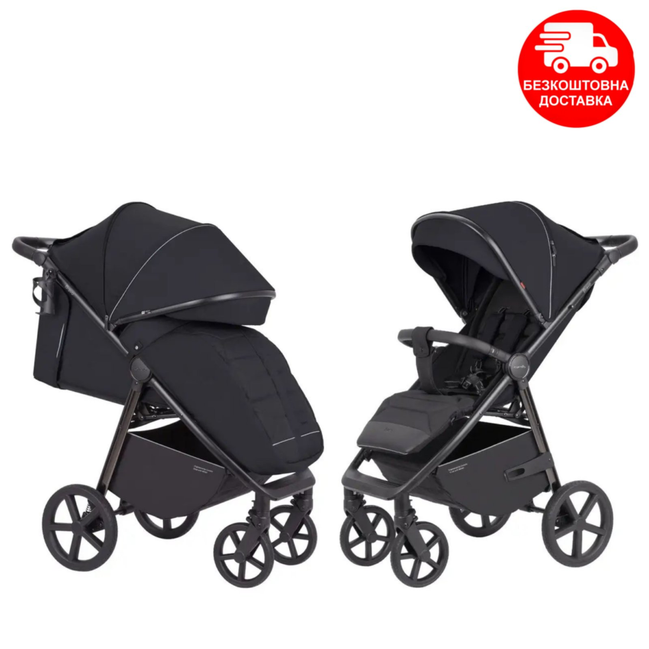 Коляска прогулянкова CARRELLO Bravo CRL-5515 Jet Black 2024 NF, чорна, Карелло Браво, фото 1