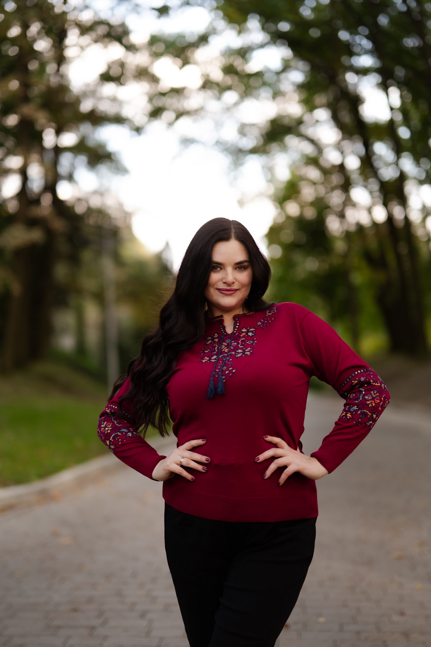 Жіночий джемпер вишиванка Бордо Писанка, фото 1