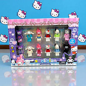 Дитячі фігурки конструктор Hello Kitty, набір фігурок лего котики 12 шт.
