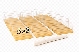 Набір 20 цінників 8 на 5 см прозорих крейдових на підставці + Крейдяний маркер