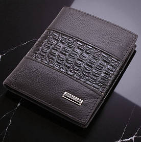 Шкіряний чоловічий клатч гаманець рептилія чорний, чоловіче портмоне з натуральної шкіри вертикальний(BRT)